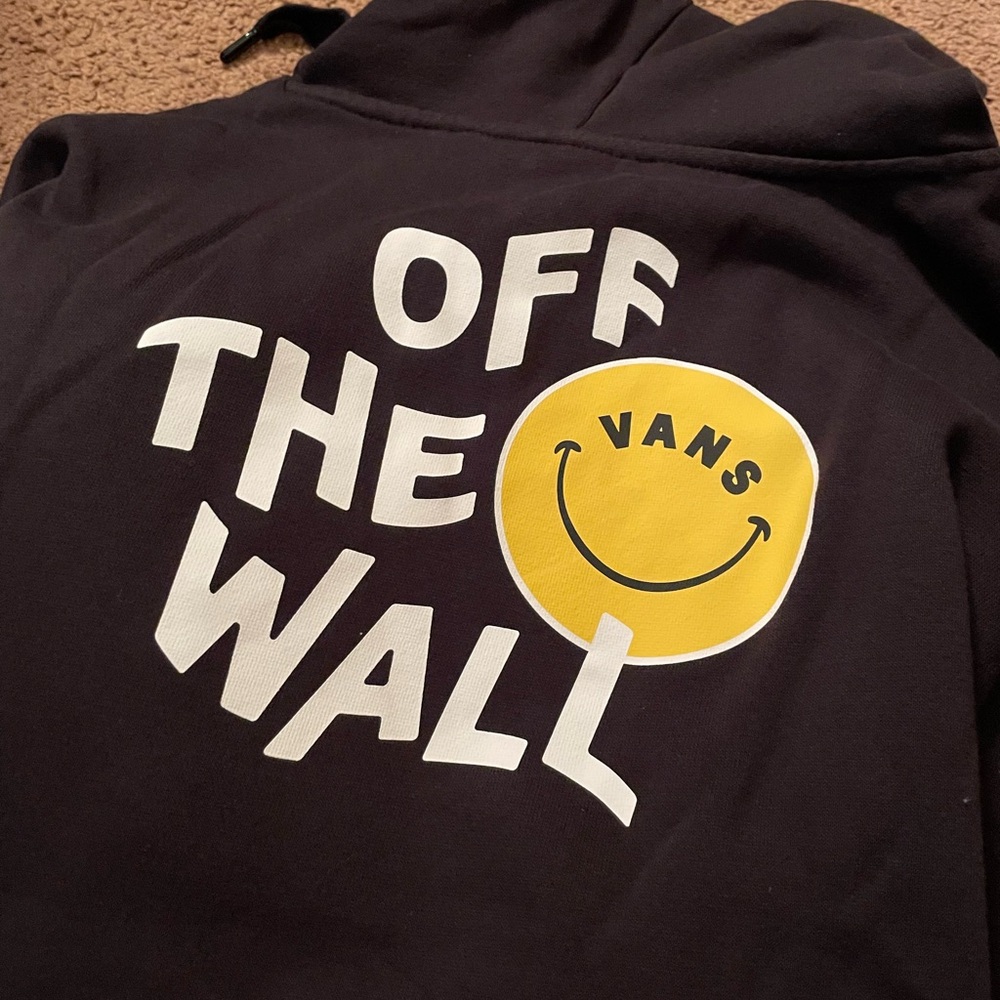 Vans Black Hoodie with Yellow Smiley Patch - Picture 1 of 4